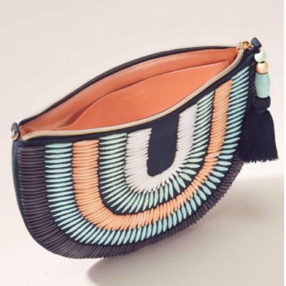 Stella & Dot | Limited Edition Navy/Teal/Peach Hand-Beaded Clutch Retired - Picture 9 of 13